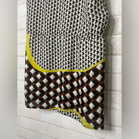 Corey Lynn Calter 100% Silk Drawstring Waist Tank Top Dress Geo Black and Neon - Picture 5 of 9